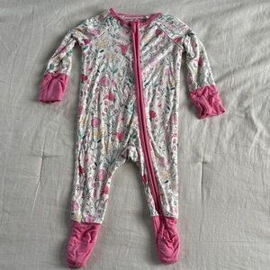 Caden Lane Pink Floral Kids Footie